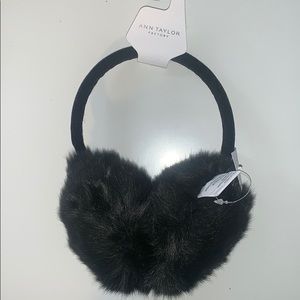 Ann Taylor Black Faux Fur Earmuffs